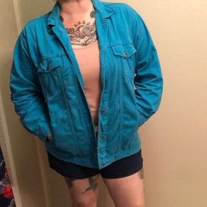 90s turquoise denim jacket - oversized
